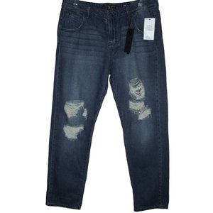 "Suede" Jeans 30 X 30 (Sz 10) Charlie Mid Rise Relaxed Blue Destroyed Distressed